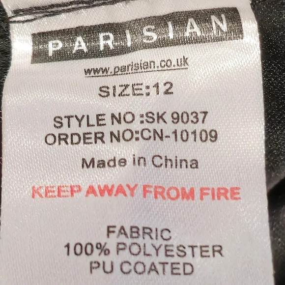 Parisian Black High Waisted Faux Leather Side Lace Up Mini Skirt Size 12 - Picture 4 of 9